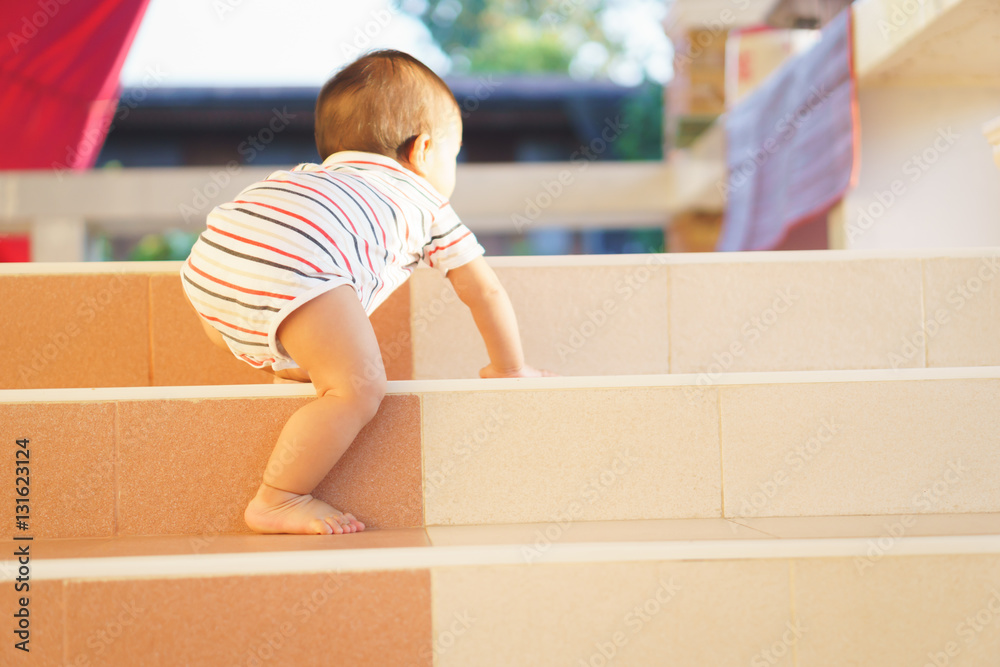 Climbing down stairs top