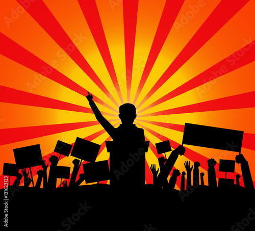Public speaker on podium in front of a crowd