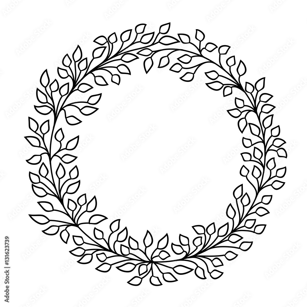 leaves vector frame. black and white wreath leaves vector frame. black and white wreath