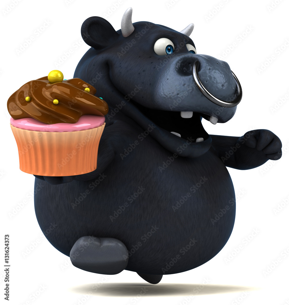Naklejka premium Black bull - 3D Illustration