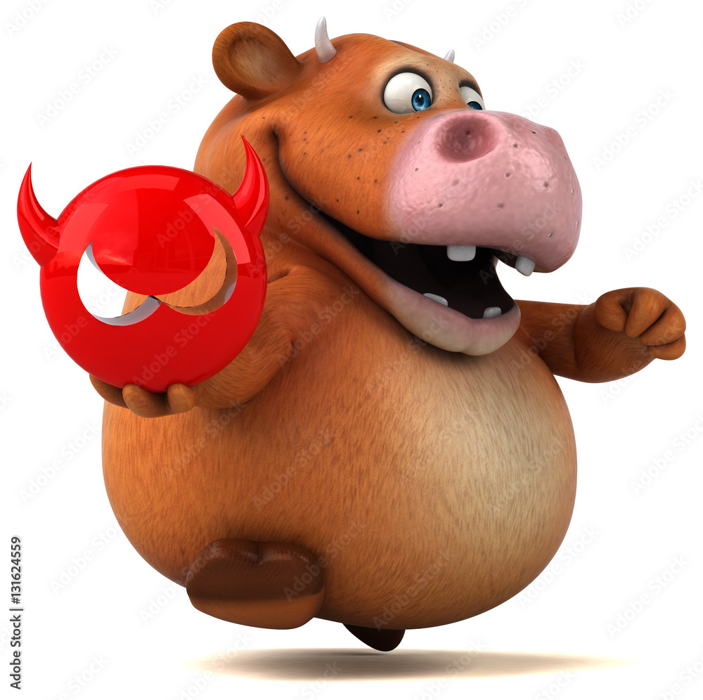 Naklejka premium Fun cow - 3D Illustration