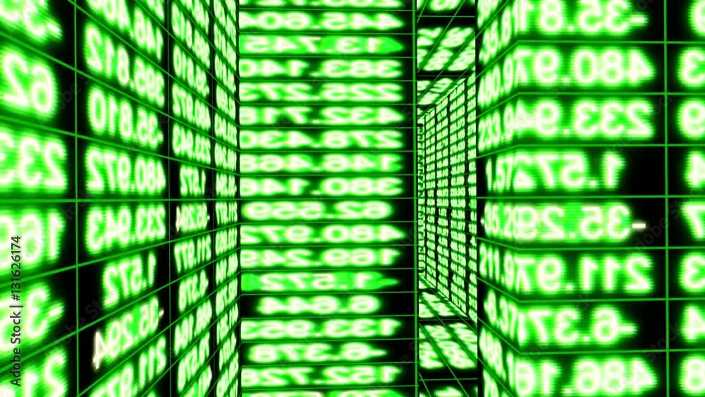 Traveling through a maze of digital data (Video Loop).