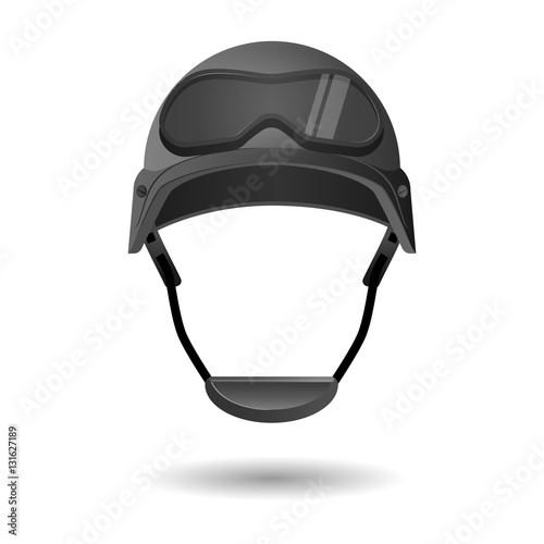 Army helmet with glasses. Military flight helicopter hat isolated