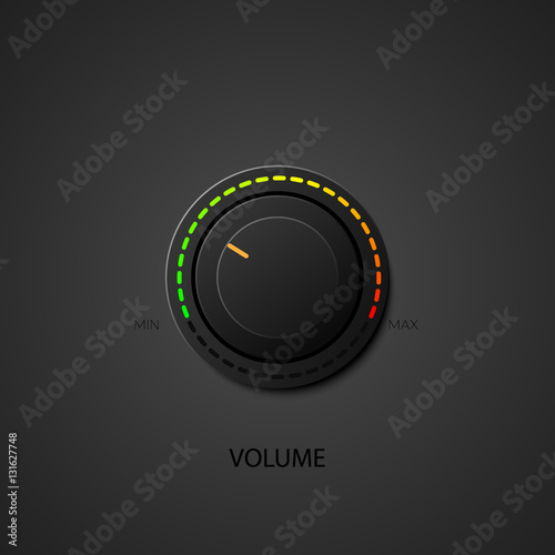 Realistic music button, volume knob with realistic designed shadow. Easy, normal, hard. Eps 10