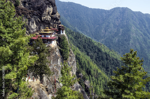 Taktshang monastery, Bhutan - Tigers Nest Monastery also know as Taktsang Palphug Monastery. Located in the cliffside of the upper Paro valley, in Bhutan. photo