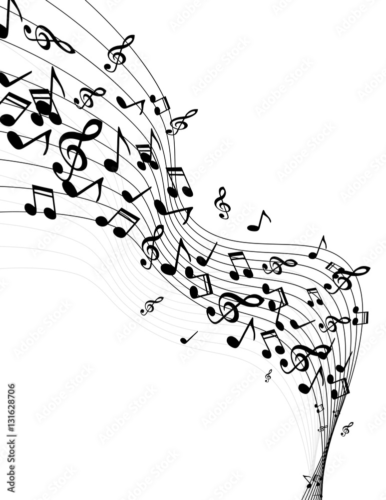 Fototapeta premium easy to edit vector illustration of wavy music notes banner