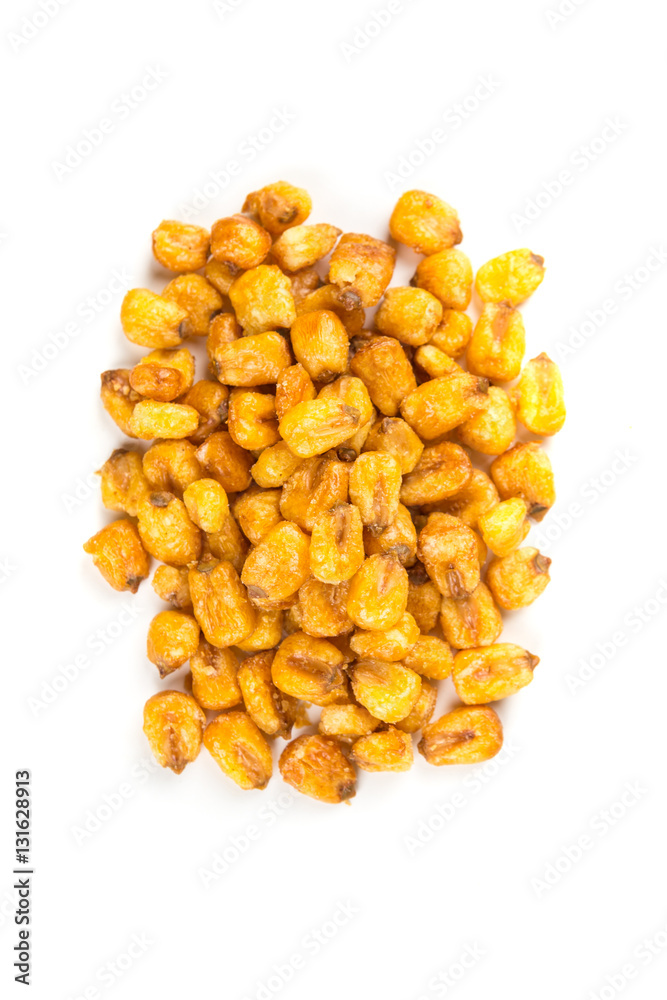 Roasted salted corn nuts isolated on a white background Roasted salted corn nuts isolated on a white background