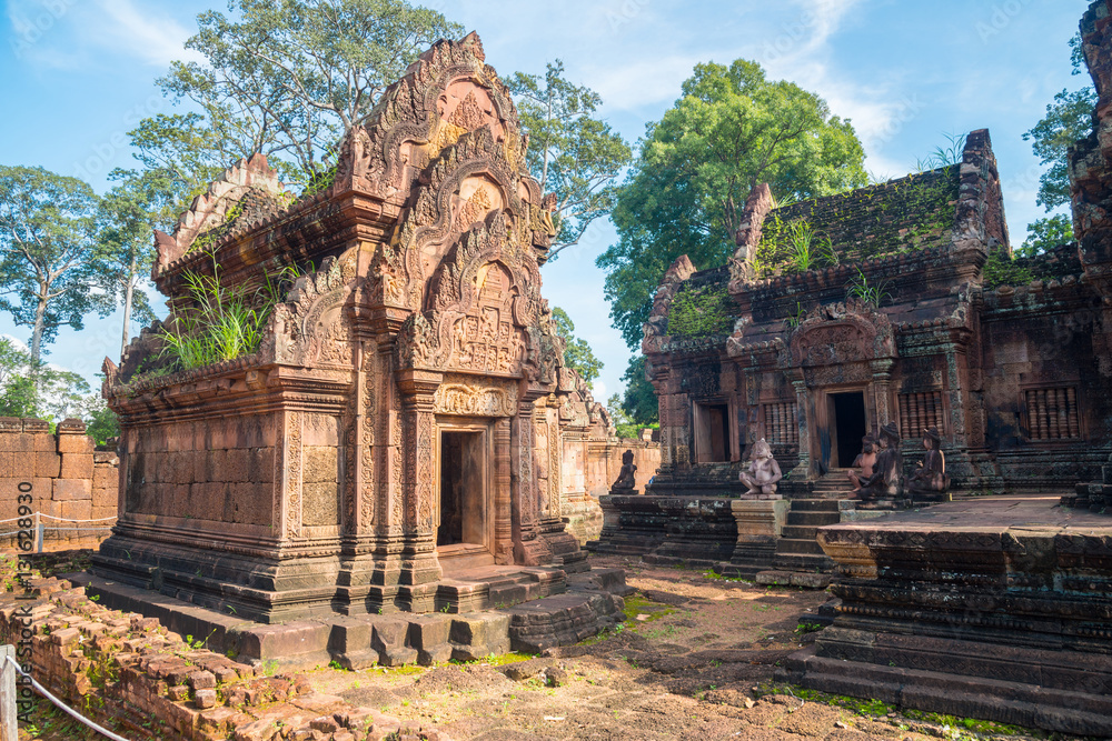 Banteay Srei the gem of Khmer empire this place is the only one temple made by pink sandstone in Siem Reap, Cambodia. Banteay Srei the gem of Khmer empire this place is the only one temple made by pink sandstone in Siem Reap, Cambodia.