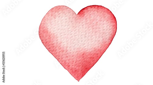 Watercolor painted red heart. Perfect for Valentine's day. Seamless loop animation. Hand drawn illustration on transparent background. PNG plus Alpha channel. In 4K ultra HD resolution.