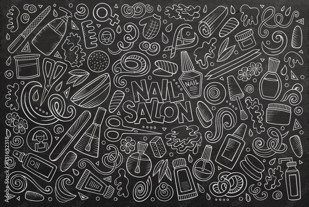 Vector cartoon set of Nail salon theme objects Stock Vector | Adobe Stock