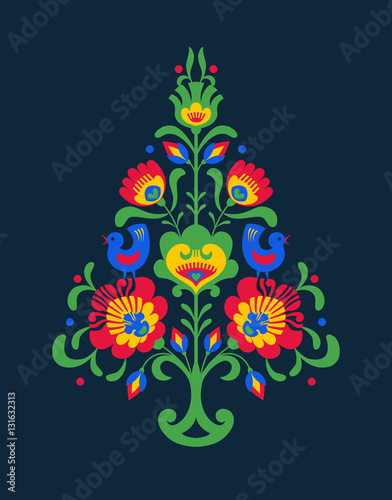 Polish folk christmas tree illustration