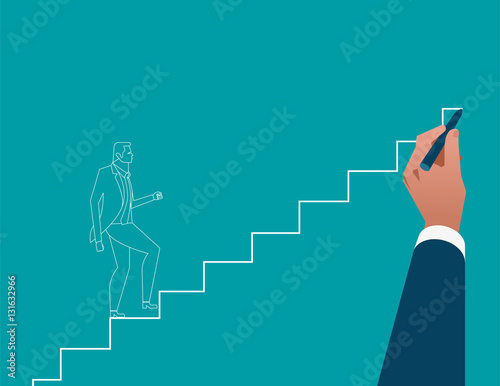 Businessman hand drawing career ladder. Concept business illustr
