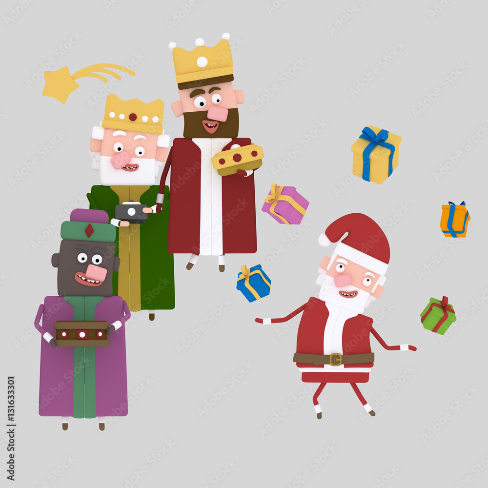 Three magic king playing with Santa
Custom 3d illustration contact me!