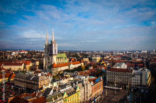 Zagreb, aerial view with the cathedral