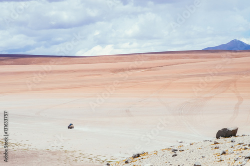Car in the Altiplano desert