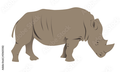 Two-Horned Rhinoceros Vector Illustration