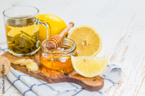 GInger and lemon tea with honey