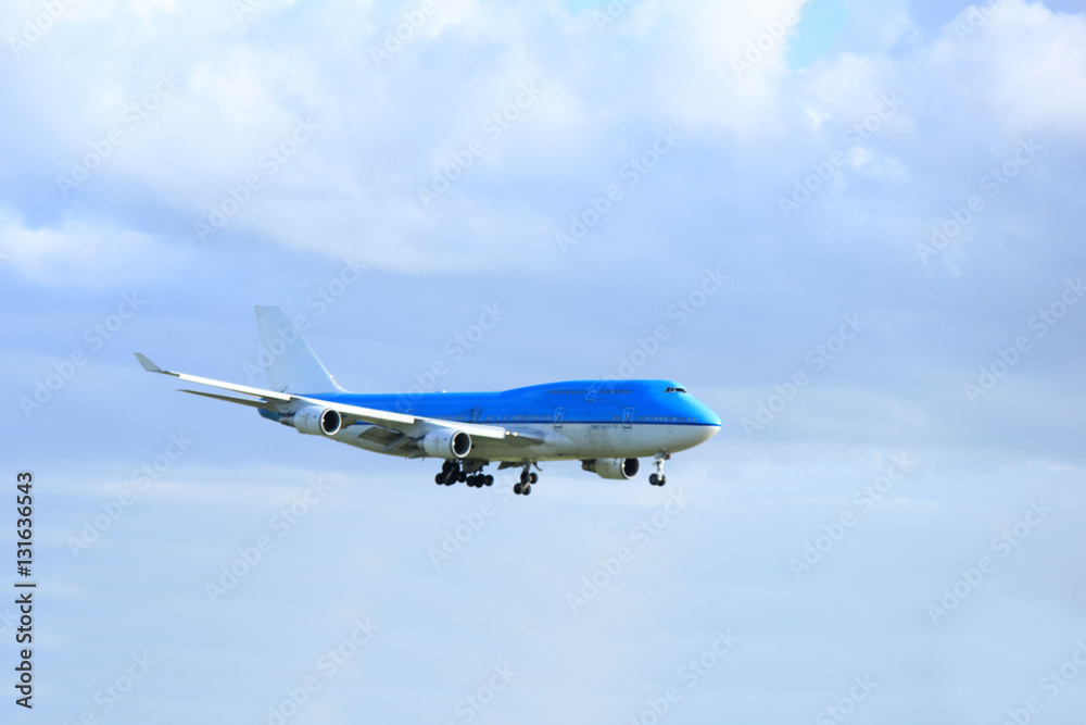 Airplane approaching runway