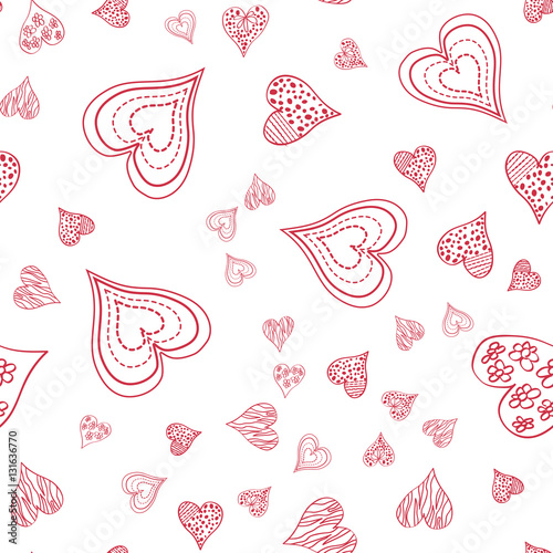 Seamless pattern with hearts on white