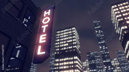 Skyscraper hotel in a big city