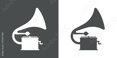 Icono plano gramofono gris y blanco photo