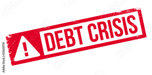 Debt Crisis rubber stamp. Grunge design with dust scratches. Effects can be easily removed for a clean, crisp look. Color is easily changed.
