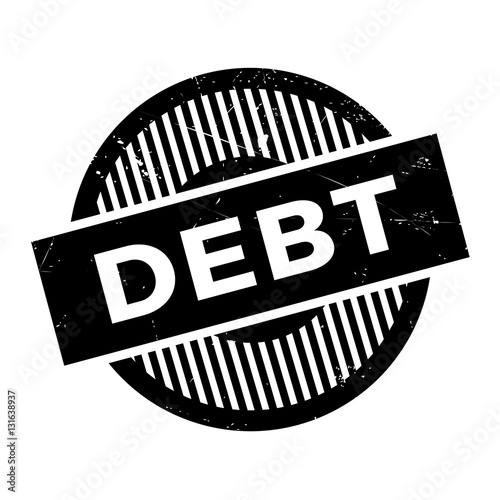 Debt rubber stamp. Grunge design with dust scratches. Effects can be easily removed for a clean, crisp look. Color is easily changed.
