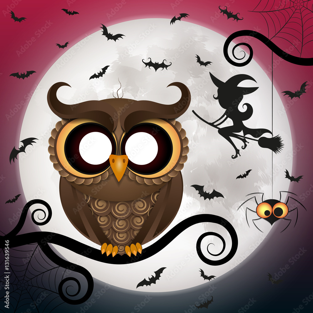 Fototapeta premium Halloween holiday crazy owl