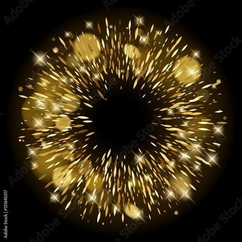 Golden oval sequins glitter background template.