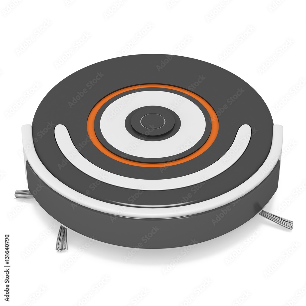 Robot vacuum cleaner. 3d render isolated on white. Smart cleaning technology concept