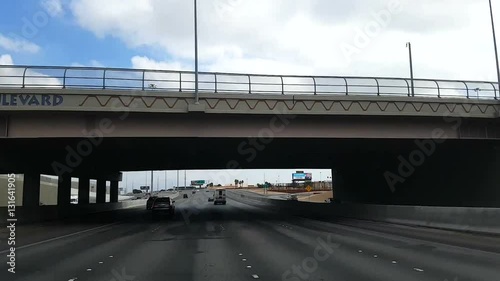 Driving view from a car on the freeway in Las Vegas, Nevada, in United states of America