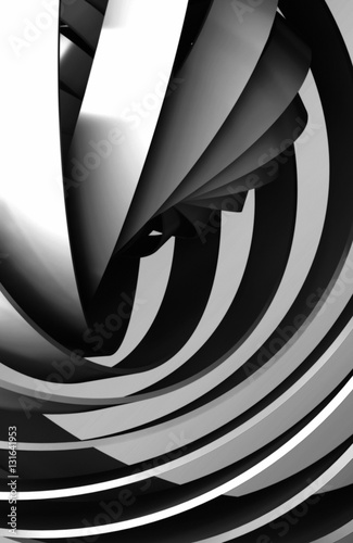 Fototapeta kuchenna Shiny black spiral structures, 3d art