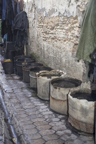 Buckets near a tannery