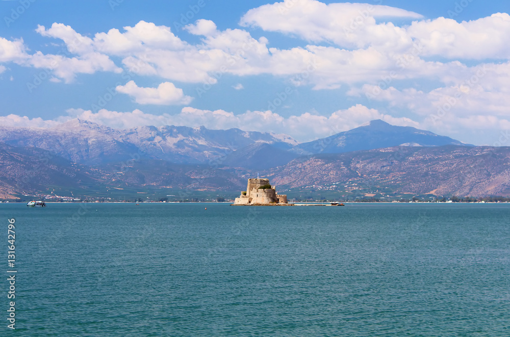 Bourtzi fortress, a prison in the sea in front of Nafplio town in Greece