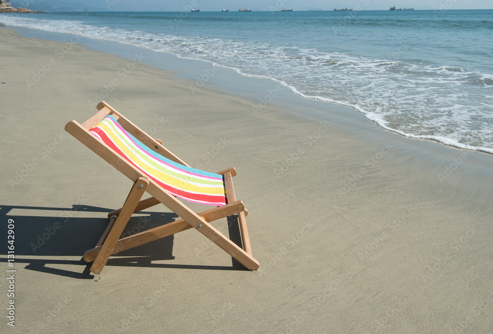 Deck chair at the tropical beach Deck chair at the tropical beach