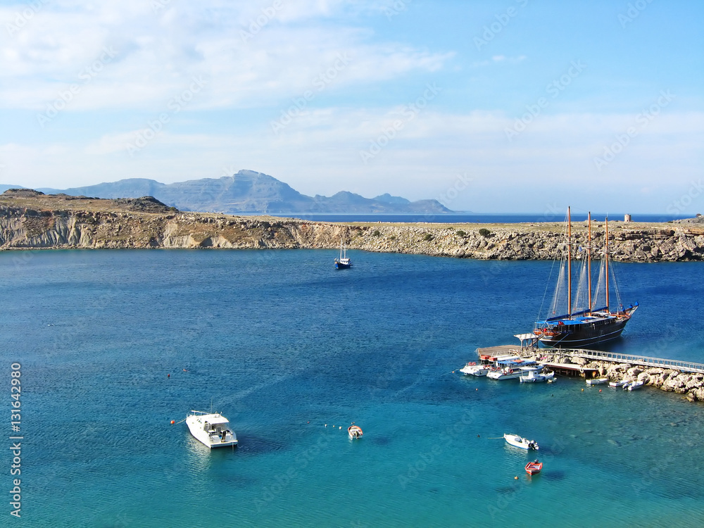 Lindos Bay, Rhodes island, Greece