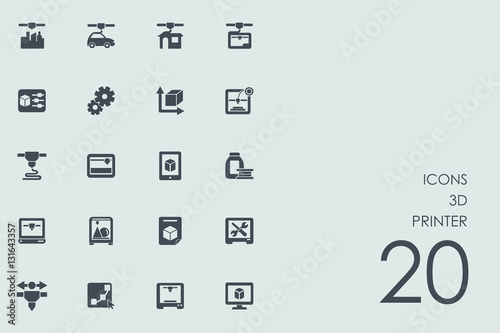 Set of three d printer icons