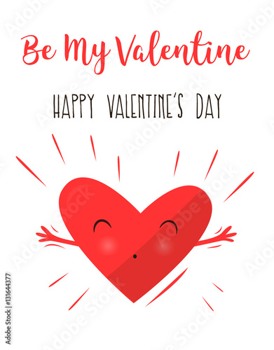 Hearts hugging and happy. Declaration of love. Happy Valentine's Day. Pretty heart. Vector illustration .