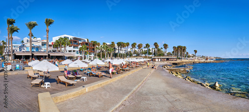 Small city beach near the Municipal Baths on Poseidonos Ave in Paphos, Cyprus. photo