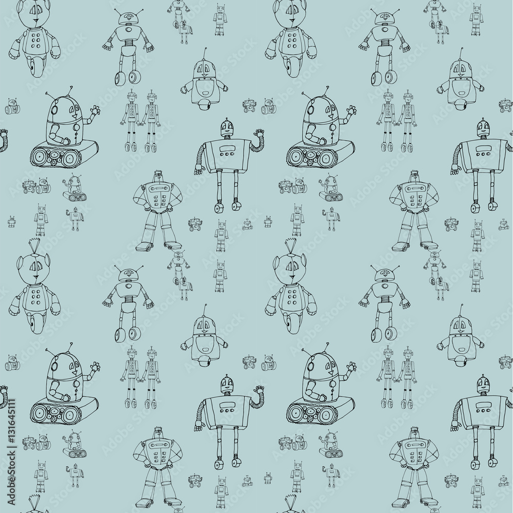 Robot doodles pattern. Robot doodles pattern.