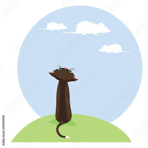 Cat watching the cloud mice
