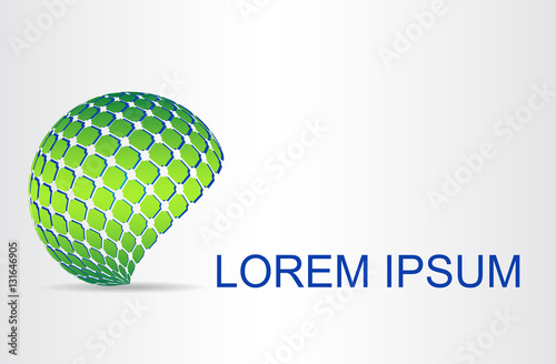 Logo stylized spherical surface with abstract shapes