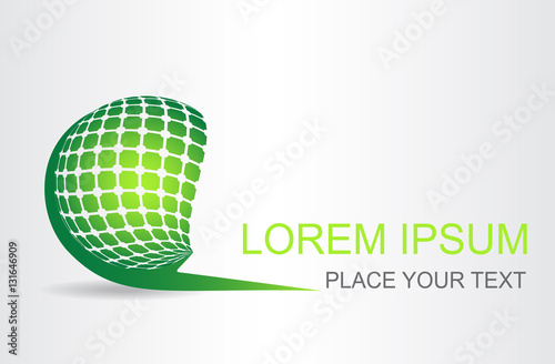 Logo stylized spherical surface with abstract shapes