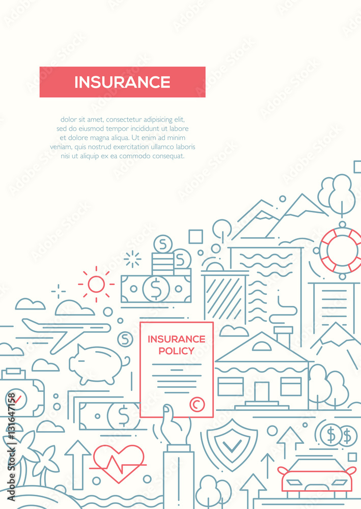 Insurance - line design brochure poster template A4