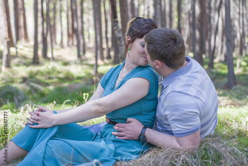 Canvastavla Loving couple resting on the nature.