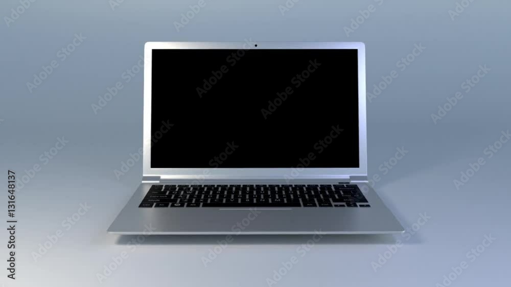 Silver Laptop on a White Background with Alpha Channel