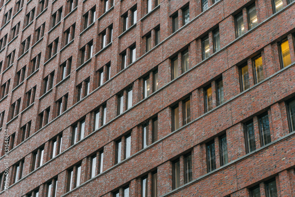 brick facade of finance building
