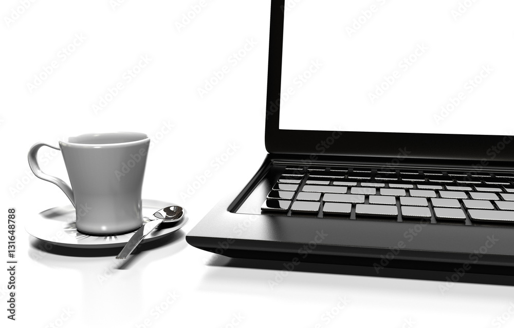 laptop isolated on white with clipping path, 3d render