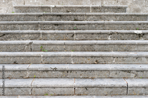 Ancient marble staircase, frontal view. Old staircase