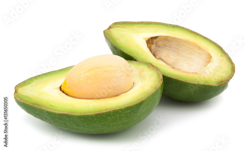 two slices of avocado isolated